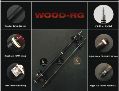 Gậy Bida Lỗ Leadsuper WOOD-RG –Ngọn Full Carbon Chính Hãng