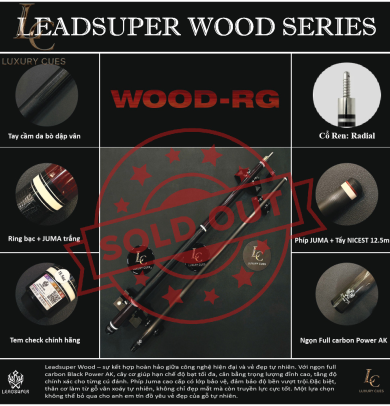 Gậy Bida Lỗ Leadsuper WOOD-RG –Ngọn Full Carbon Chính Hãng