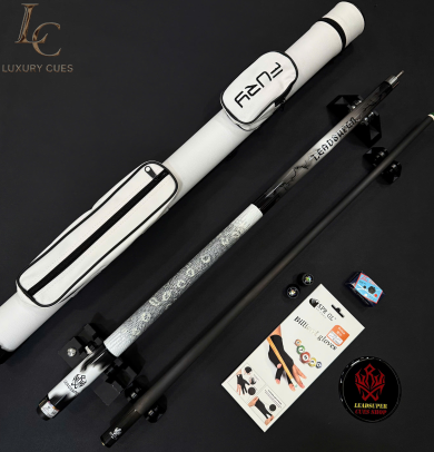 Gậy Bida Lỗ Leadsuper LS-A Trắng Xám –Ngọn Full Carbon Chính Hãng Cao Cấp