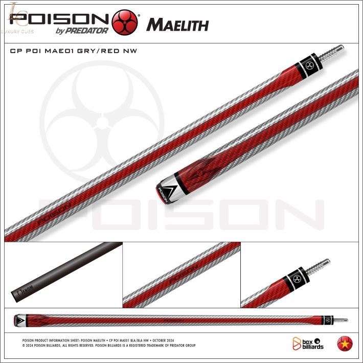 Poison M-10 Ngọn Full Carbon | Cơ Bida Lỗ Chính Hãng