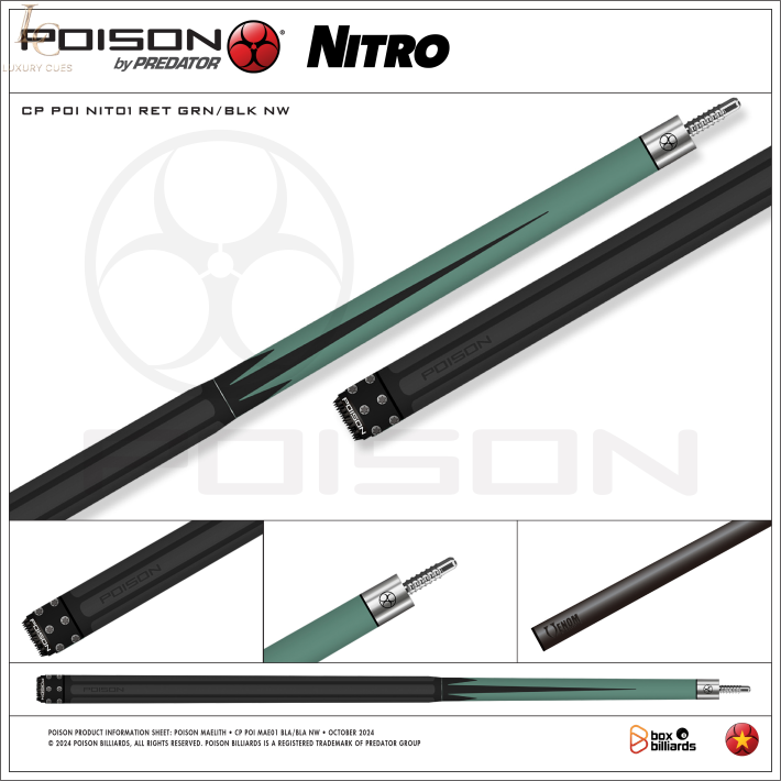 Poison Nitro-08 Ngọn Full Carbon | Cơ Bida Lỗ Chính Hãng
