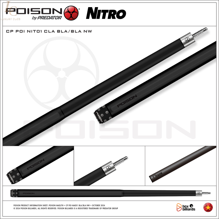 Poison Nitro-09 Ngọn Full Carbon | Cơ Bida Lỗ Chính Hãng