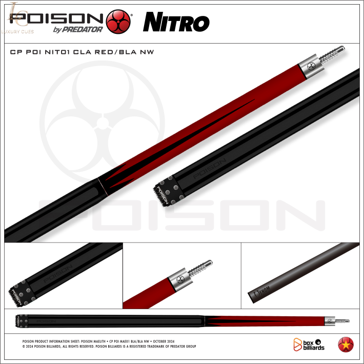 Poison Nitro-11 Ngọn Full Carbon | Cơ Bida Lỗ Chính Hãng