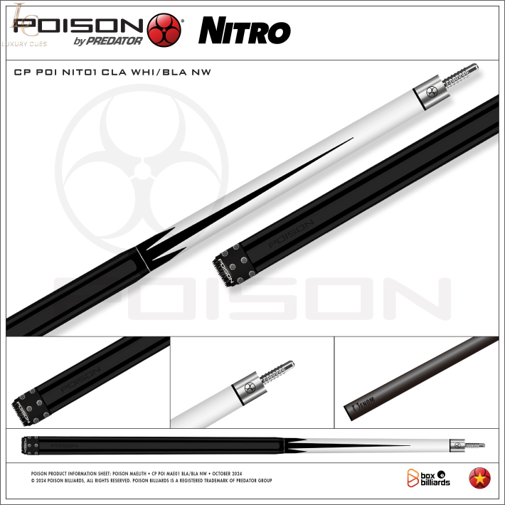 Poison Nitro-12 Ngọn Full Carbon | Cơ Bida Lỗ Chính Hãng
