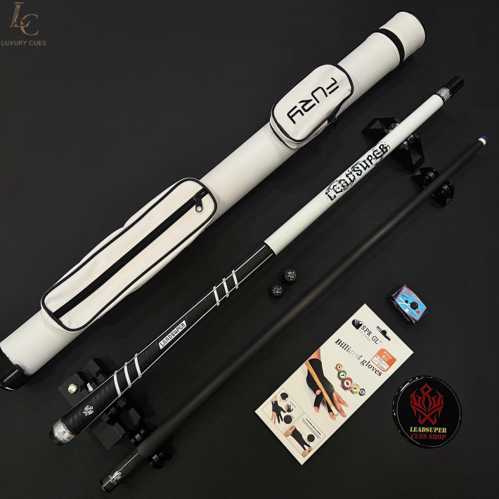 Gậy Bida Lỗ Leadsuper Dragon Trắng –Ngọn Full Carbon Chính Hãng
