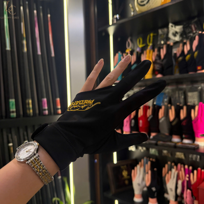 GĂNG TAY CHƠI BI-A PREDATOR SECOND SKIN MÀU ĐEN VÀ VÀNG KÍN 3 NGÓN - TAY TRÁI